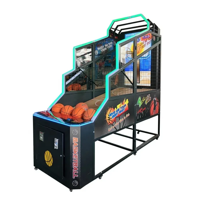 55-Inch English Coin Operated Arcade Basketball Shoot Games Machine
