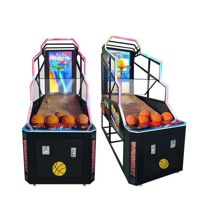55-Inch English Coin Operated Arcade Basketball Shoot Games Machine