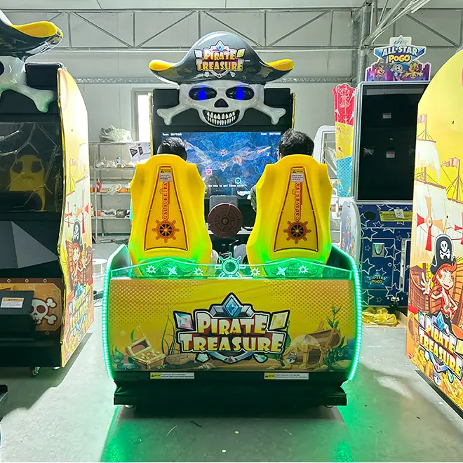 Coin Operated Arcade Game Shooting Machine Entertaining 2-Player Simulator in English LCD Display Fiberglass Material Amusement