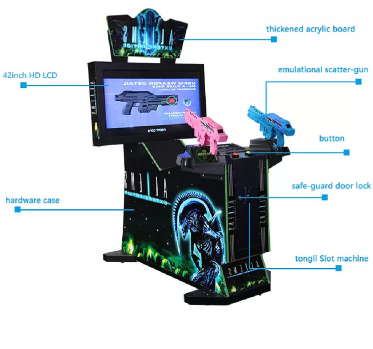 42"LCD Aliens Extermination manufacturer adults gun shooting arcade game machine