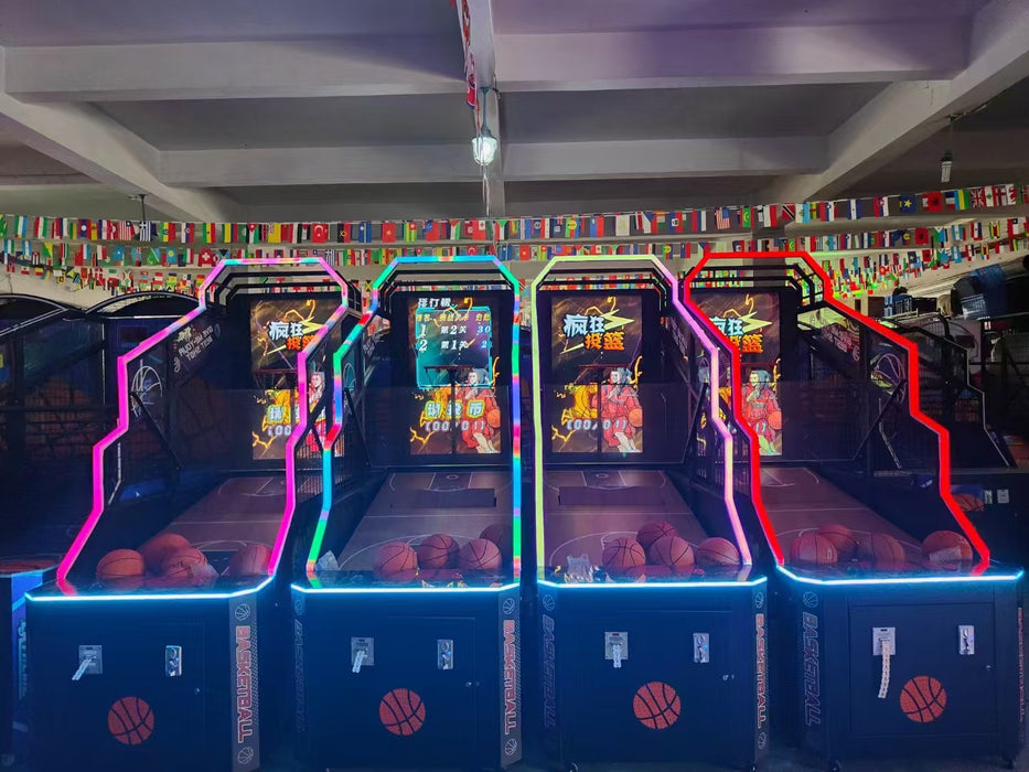 55-Inch English Coin Operated Arcade Basketball Shoot Games Machine