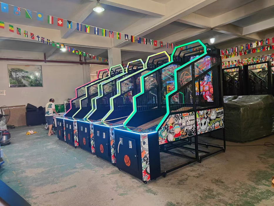 55-Inch English Coin Operated Arcade Basketball Shoot Games Machine