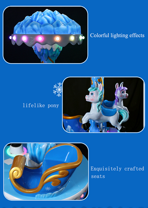 High Quality 3-Seater Ocean Animal Carousel Kids' Coin-Operated Ride for Amusement Park Fiberglass