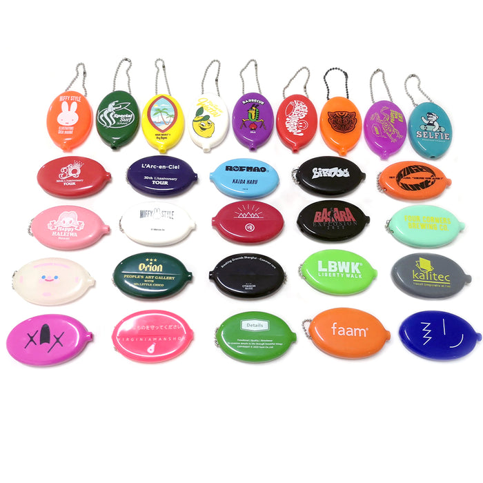 Custom Printed PVC Rubber Oval Coin Purse Pouch with Logo